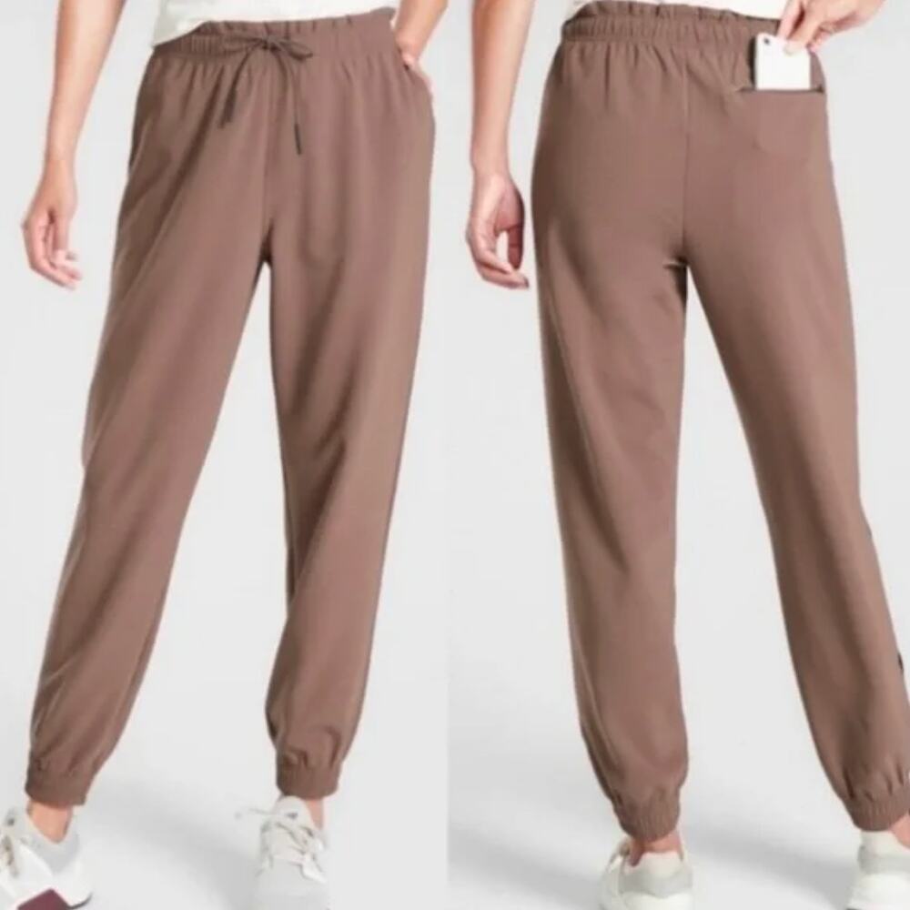 ATHLETA |  Metropolis Jogger Mineral Brown Piped Drawstring Waist | Size 16